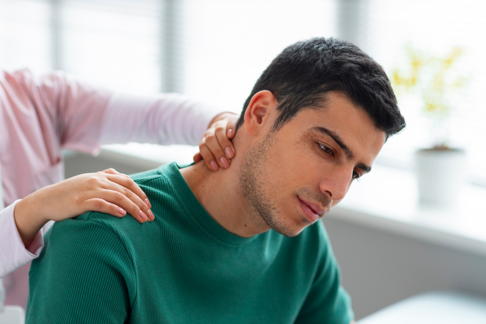 Adult with neck stiffness after an auto accident